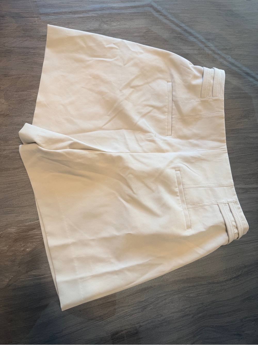 White House Black Market Cream High-Rise Shorts with adjustable waist. Size 10 - Picture 2 of 7